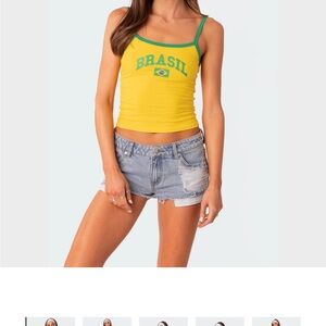 Edikted Yellow and Green Fitted Crop Tank Top